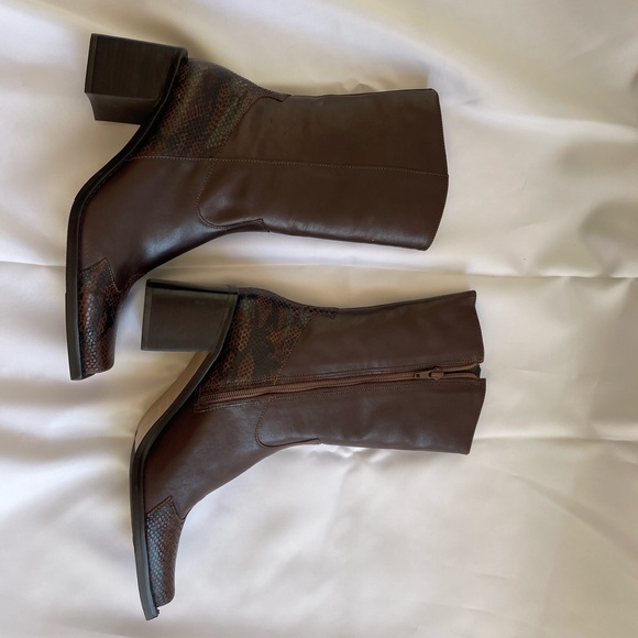 90’s oxblood & snake embossed leather boots (excellent like new condition) - Picture 6 of 7